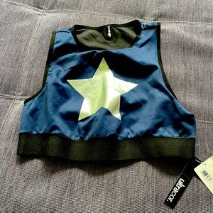Ultracor Level Silk Knockout Star Crop Top Navy NWT